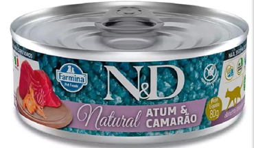N&D ΥΓΡΗ ΤΡΟΦΗ ΓΑΤΑΣ NATURAL TUNA & SHRIMP 70gr